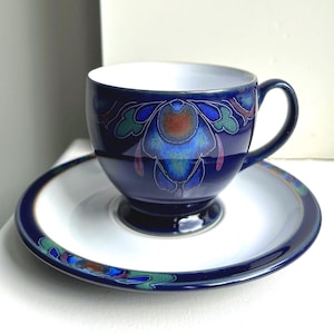 Denby Baroque Vintage Tea Cup & Saucer | Art Nouveau-Inspired Design | Handcrafted Stoneware 1990s | Excellent Condition