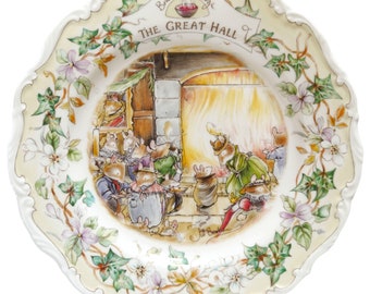 Royal Doulton Collectors Brambly Hedge Plate The Great Hall by Jill Barklem 1990s Fine Bone China Gorgeous Decoration Mice Family Christmas