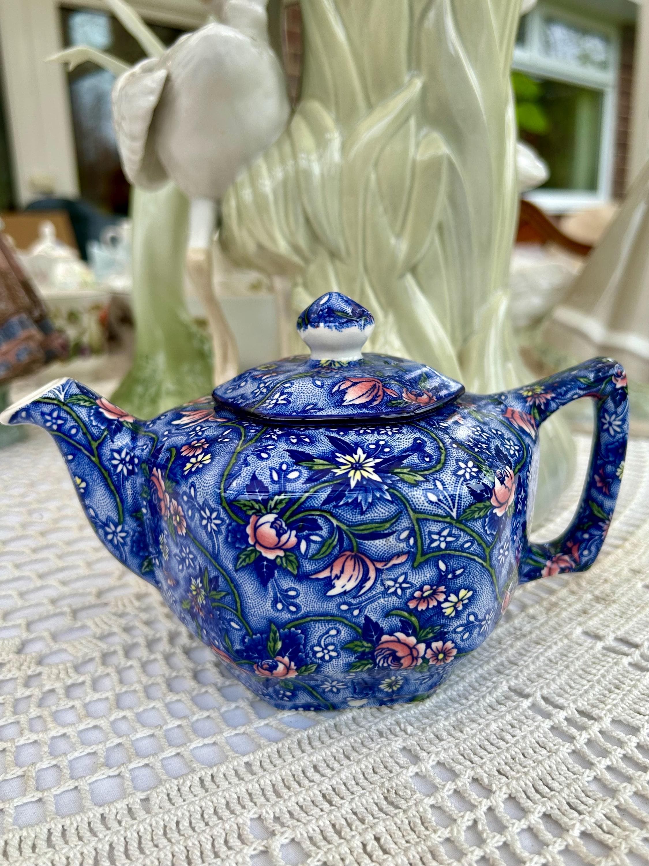 Ringtons Chintz Teapot by Wade Ceramics - Blue Floral Tea Pot