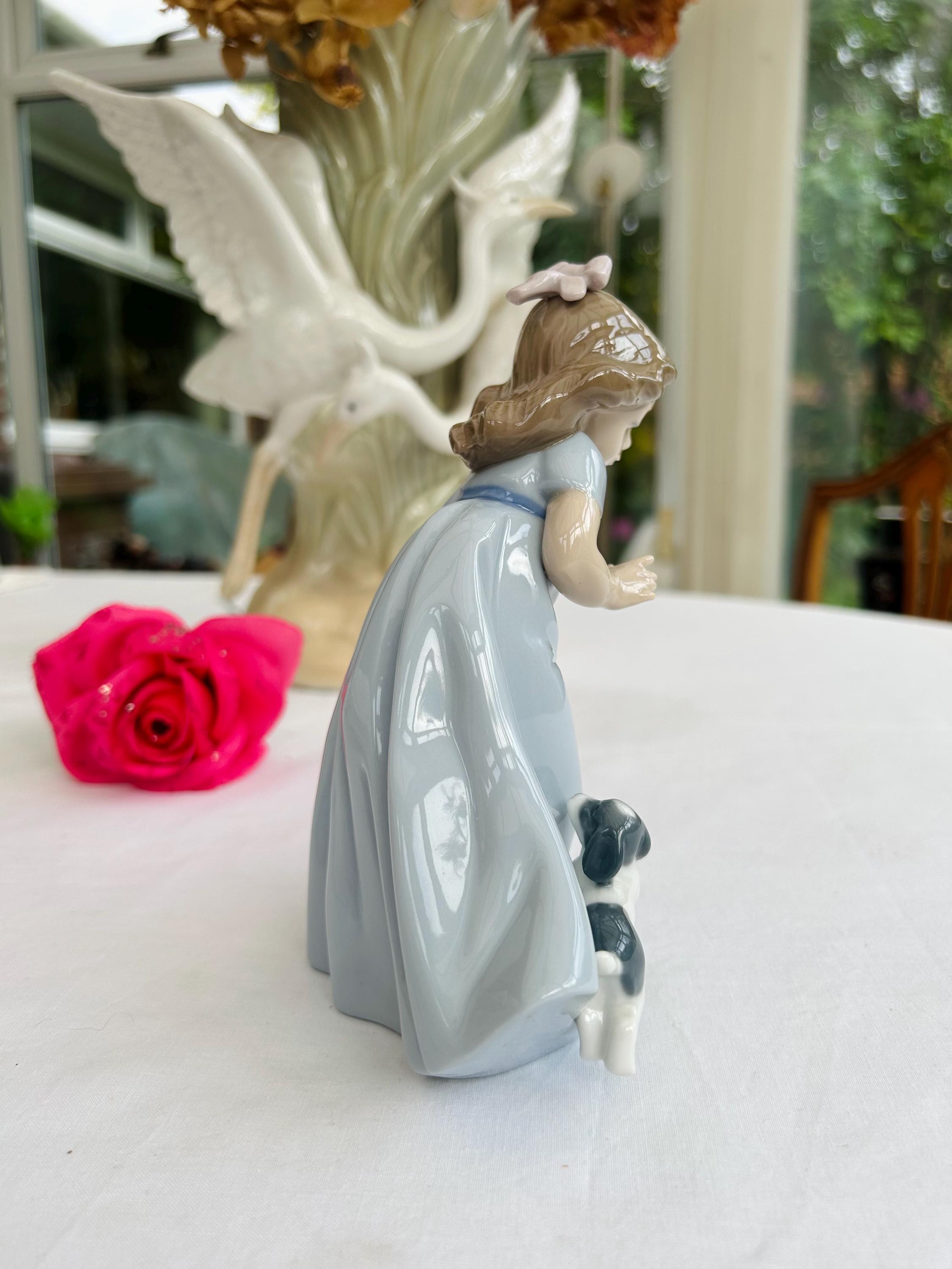NAO Lladro Figurine: Girl With Dog, Handmade Spanish Porcelain - Etsy