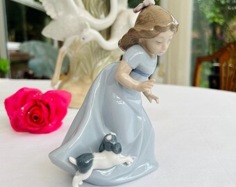 NAO Lladro Figurine: Girl With Dog, Handmade Spanish Porcelain - Etsy