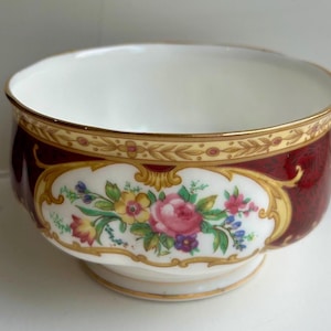 Tigela de açúcar ROYAL ALBERT série pequena, &#39;Lady Hamilton&#39;, altura 2, porcelana fina, fabricada na Inglaterra, décadas de 1950 e 1970, cores vibrantes