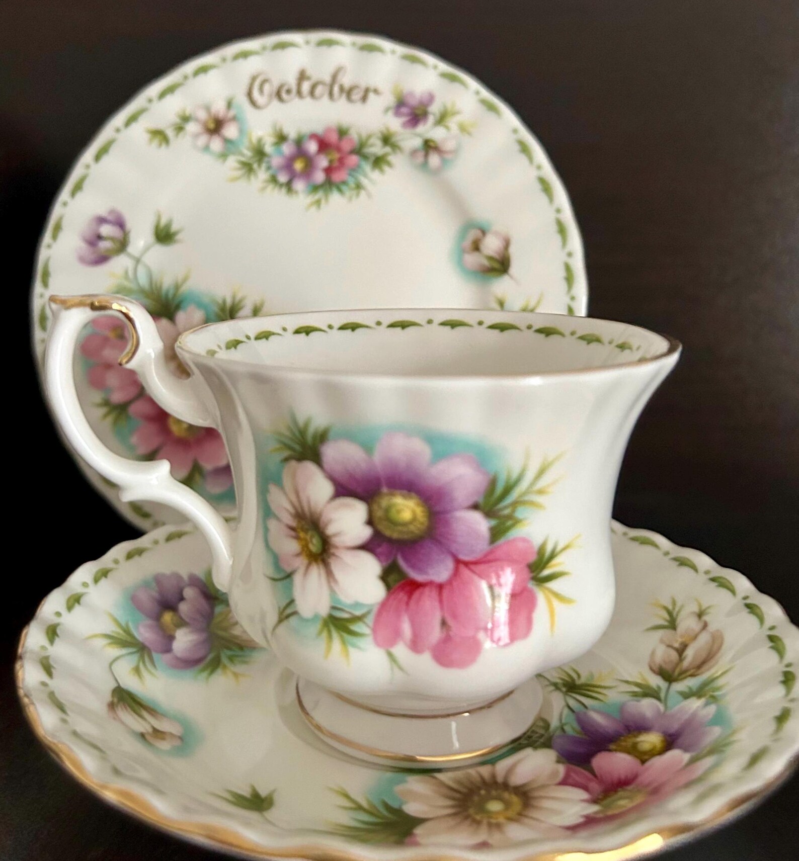 Royal Albert Months Series 'october' Cosmos Trio Flower Fine Bone China ...