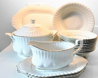 Schöne Chodziez &#39;Iwona&#39; Geschirr Set Große Schüssel, Dessertschüssel, Teller in verschiedenen Größen, große Terrine, Soßenkrug Set nie nur Display verwendet