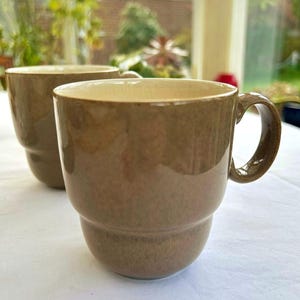 Denby Everyday Cappuccino Stoneware Clay Tea Mug Straight Walled Shaped Excellent Condition | Stacking Mugs | Two Available