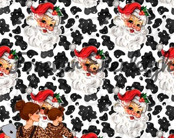 Cow print Christmas seamless | western Christmas seamless | western Santa seamless