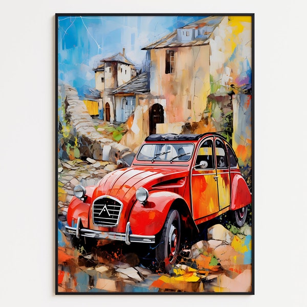 Citroën 2CV Painting | Poster, car print, wall art, affiche