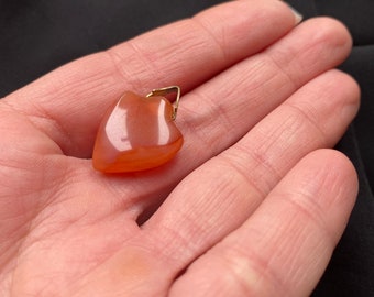 Antique hand carved agate carnelian shield shaped pendant