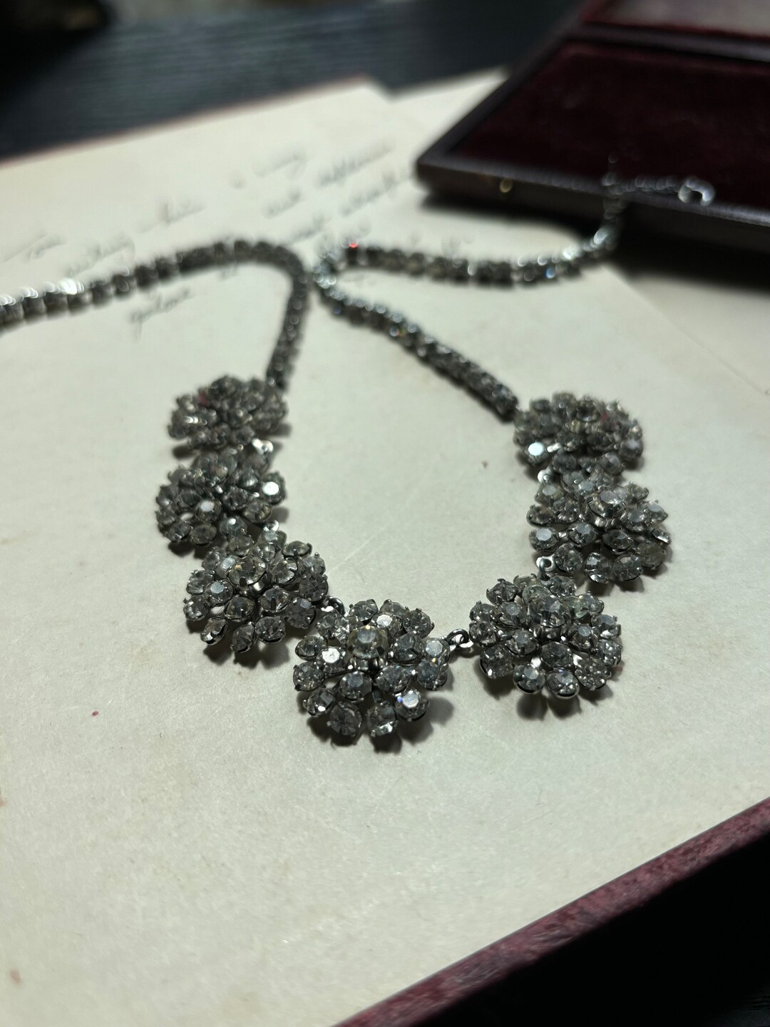 Vintage Paste Diamanté Rhinestone Floral Stunning Necklace - Etsy UK