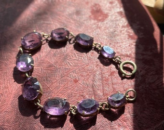 Amethyst paste antique open back bracelet