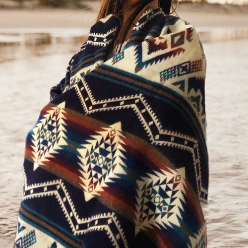 Alpaca Wool Blanket in Queen Size Reversible Aztec Throw Etsy