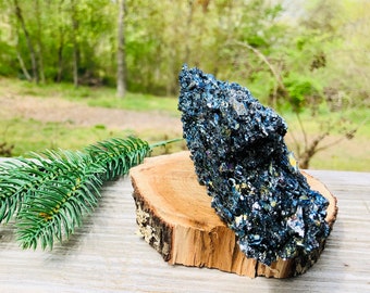 Black Tourmaline Crystal, Natural Rough Cluster, Home Decor, Crystal Gift, Healing Stone, 6x2x1.5", 8.5oz