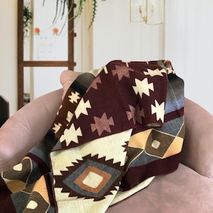 Handgemaakte alpacawollen deken | Ecuador | Queensize of plaid/tweelingmaat | Zuidwest | Bruine deken | Moederdagcadeau afbeelding 1