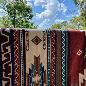 Alpaca Wool Blanket | Soft Reversible Blanket | Ecuador Alpaca Throw or Queen Blanket (Design: Mojave) | Eco-Friendly/Handmade/Native/Gift