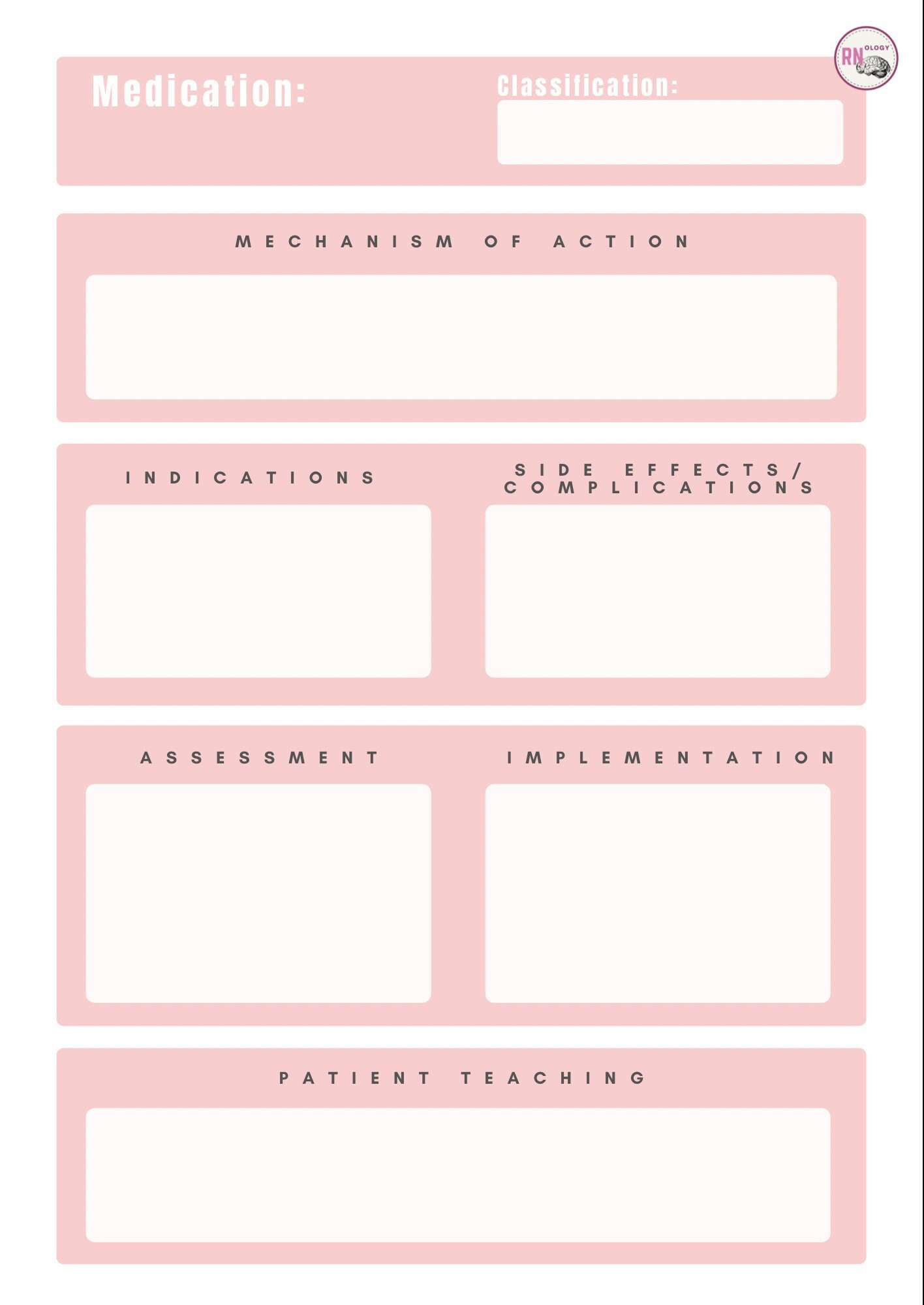 Nursing Medication Study Template Etsy Nursing Medication Study Template Etsy