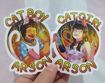 CAT ARSON Sticker/A6 print/keychain