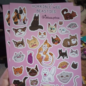 Horrible Wee Beasties: scrungy cat face A5 stickersheet image 2