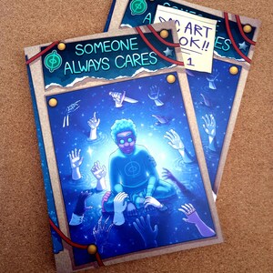 Someone Always Cares Book 1 & art book - LGBTQ+ superhero webcomic comic book