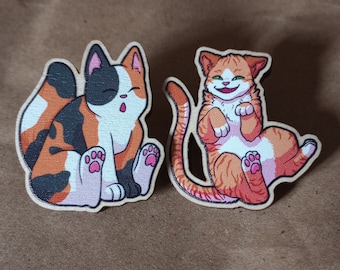 Wooden cat pins!