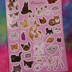 Horrible Wee Beasties: scrungy cat face A5 stickersheet image 1