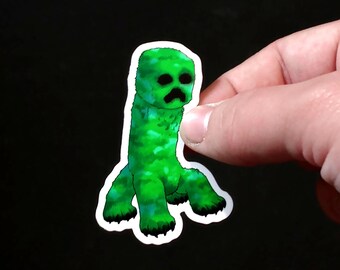 Fuzzy creeper sticker - sticker for gamers, for gaming laptop, gift for friends and family