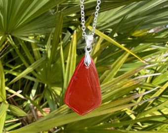 Red Agate Shield Pendant Beautiful Red Agate Shield Necklace Chakra Healing