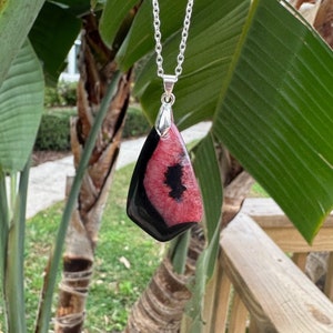 Black Red Druzy Agate Shield Pendant Beautiful Dyed Agate Necklace Chakra Healing