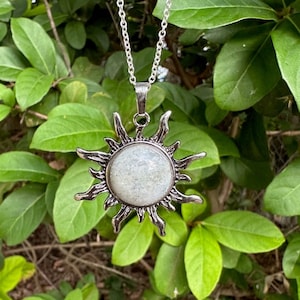Labradorite Sun Pendant Genuine Labradorite Necklace Man Made Encased Crystal