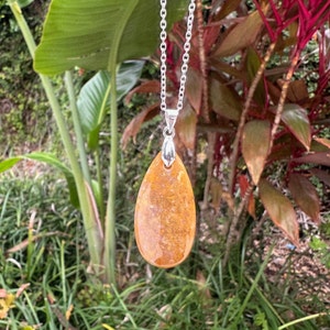 Yellow Jasper Teardrop Pendant Genuine Yellow Jasper Crystal Necklace