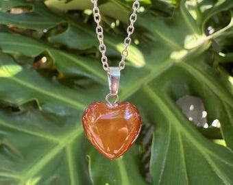 Dainty Carnelian Heart Pendant Necklace