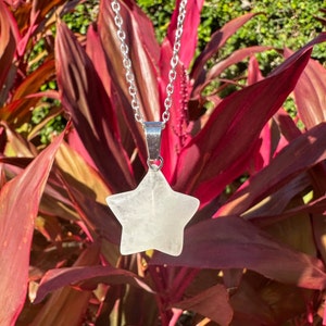 Dainty Clear Quartz Star Pendant Necklace