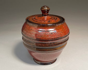 Covered Jar, 6 3/4 inches tall, stoneware