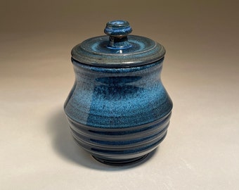 Covered jar, 6.5 inches tall, stoneware, handmade,