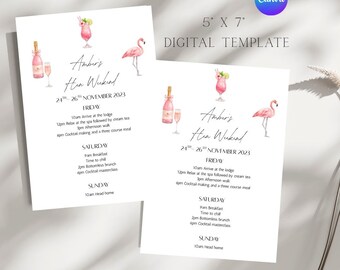 Pink Hen Party Reiseplan | Bearbeitbares Wochenend-Event (Digitaler Download)