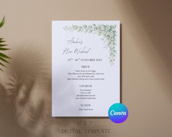 Laubblatt Vorlage | Hen Party, Hochzeit (5x7 "druckbare, bearbeitbare Canva-Datei) (Digitaler Download)"