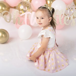 Pink dress with gold polka dots shop