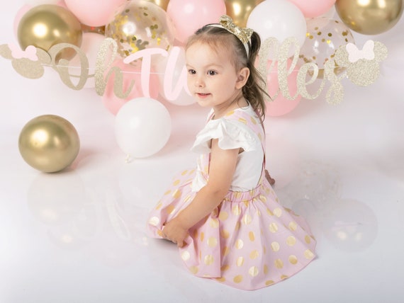 Pink dress with gold polka clearance dots