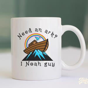 Christian Ceramic Mug, Funny Noah&#39;s Ark Quote, Religious Coffee Cup, Bible Story Gift, 11oz, 15oz, Pastor, Christian Gift, Religious Mug