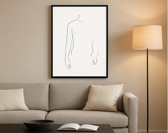 Male Body Line Art Poster – Minimalist Line Art Print – Modern Masculine Wall Art