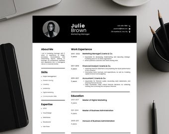 Simple Resume with Photo • Minimalist & Modern Resume Design • Creative Digital Resume Template for Word