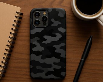 Grey Camouflage iPhone Case • Personalized Slim Phone Cover • Aesthetic Custom Phone Case