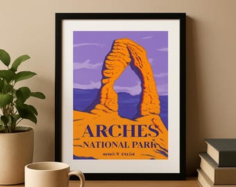 Arches National Park Poster – Landscape Wall Art Print – Minimalist Mountain & Canyon Decor