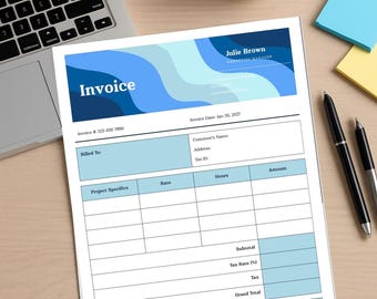Professional Invoice Template for Small Business • Customizable PDF Digital Download • Freelancer Accounting Paperwork Organizer