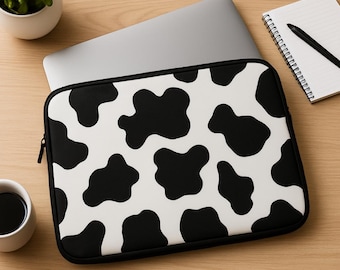 Cow Print Laptop Sleeve • Personalized Laptop Cover • 13″-17″ MacBook Case • Cute Animal Print Laptop Sleeve