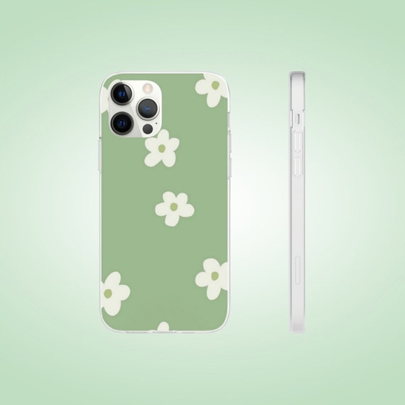 Sage Green Flower Personalized Phone Case, Green Phone Case