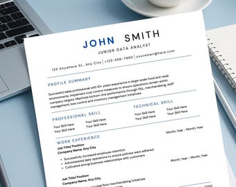 Blue Modern Resume Templates • Minimalist & Professional Resume Design • Simple Resume and Cover Letter • Creative Digital Resume