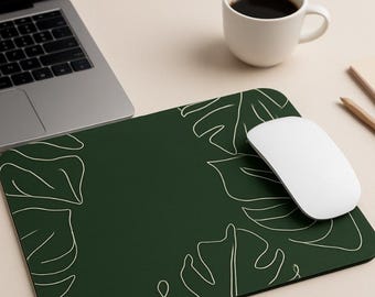 Custom Monstera Plant Mouse Pad • Personalized Cute Mouse Pad • Gamer Desk Accessory • Aesthetic Mouse Pad