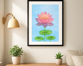 Lotus Flower Wall Art Poster – Japandi Minimalist Print – Black & White Floral Decor – Modern Zen Art