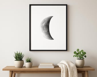 Three Moons Poster – Black & White Moon Art Print – Minimalist Celestial Wall Art – Modern Moon Phase Decor