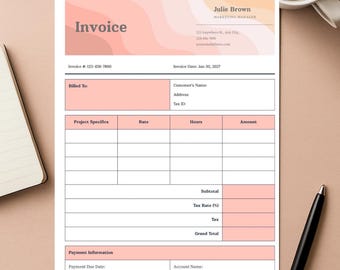 Professional Invoice Template for Small Business • Customizable PDF Digital Download • Freelancer Accounting Paperwork Organizer